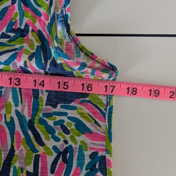 Lilly Pulitzer Gigi Tank Top Small Tropical Palm Print V Neck Cotton - Picture 7 of 8